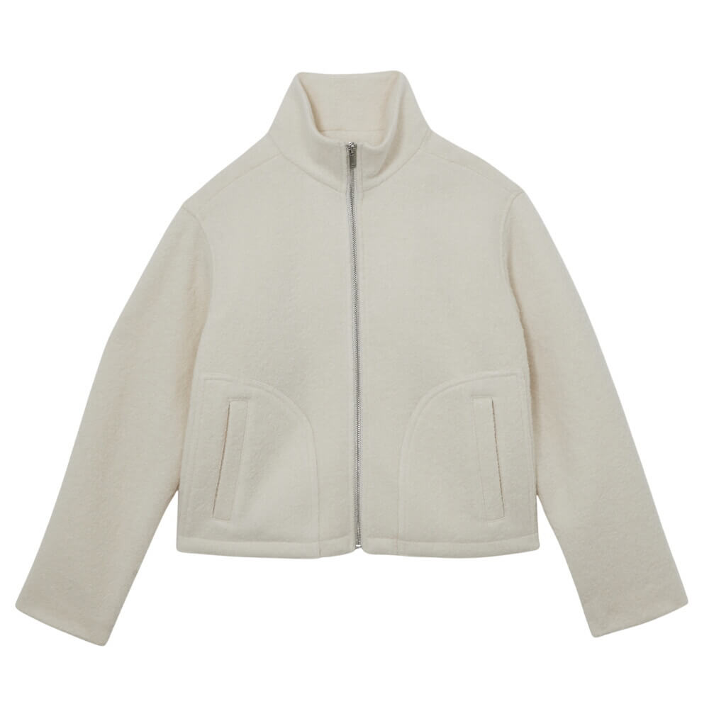 REISS Darrion Wool Felted Funnel-Neck Jacket